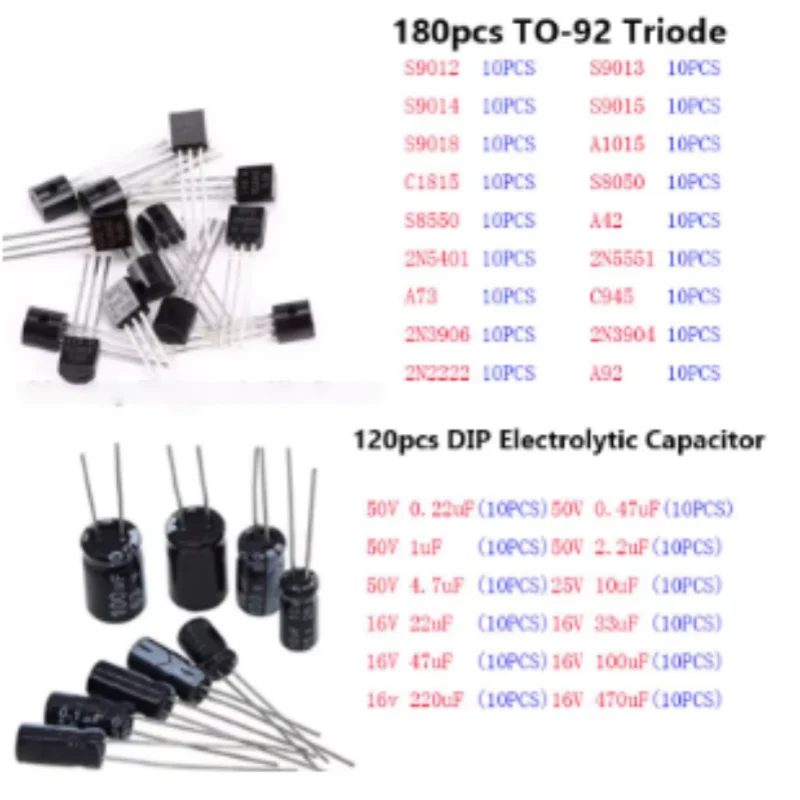 1818pcs electronic components diy kit led pcb capacitor resistor 2n2222 RM063 3296W potentiometers ne555 lm317 Diodes Monolithi