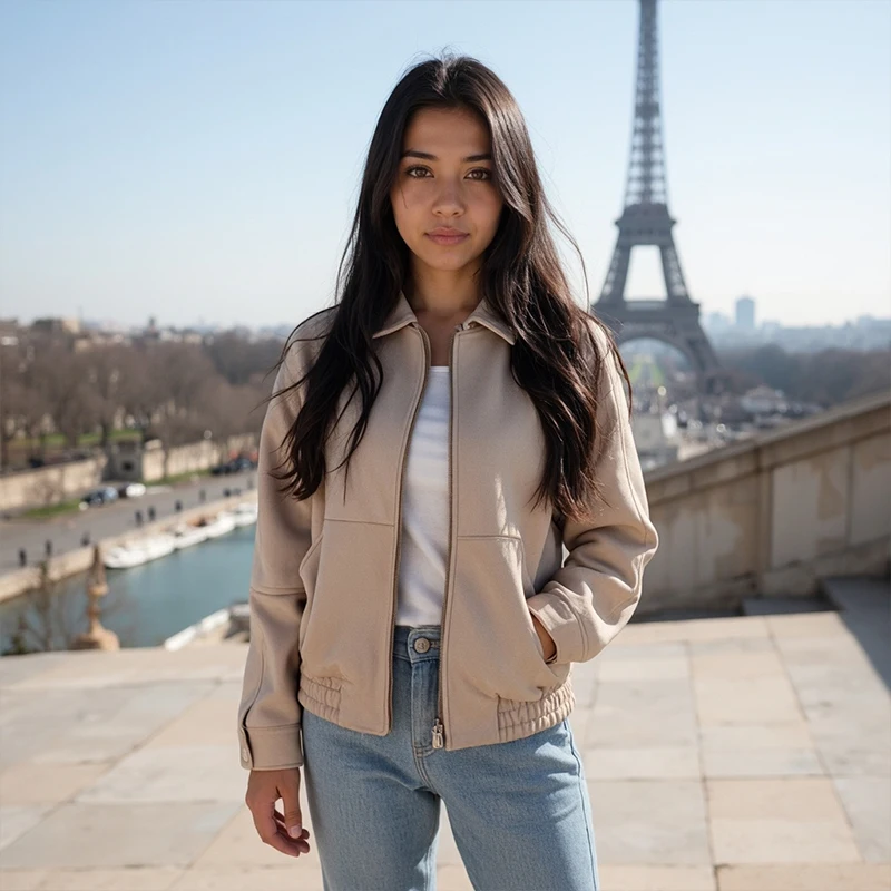 Willshela Women Fashion With Pockets Khaki Front Zipper Jackets Vintage Lapel Neck Long Sleeves Female Chic Lady Outfits