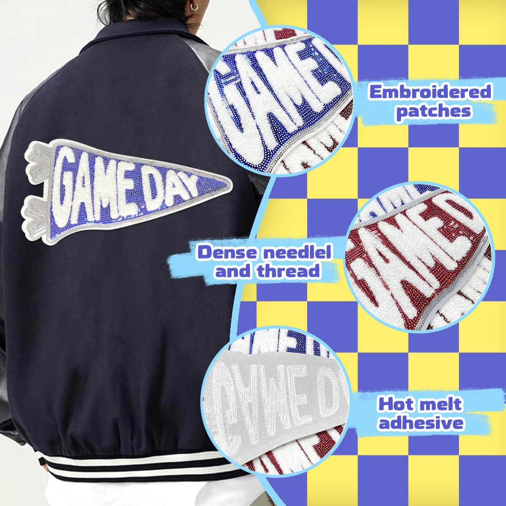 Game Day Patch Large Size Large Patch Large Pattern Back Glue Ironing Personality Letters Used For Decorative Cloth Stickers