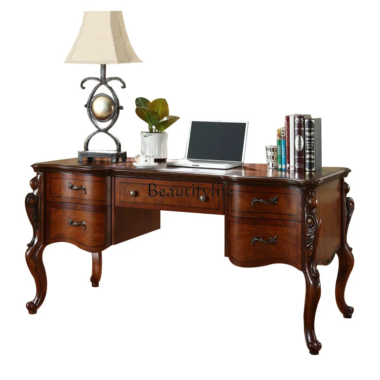 

American-Style Solid Wood Desk Study Solid Wood Desk Office Computer Desk