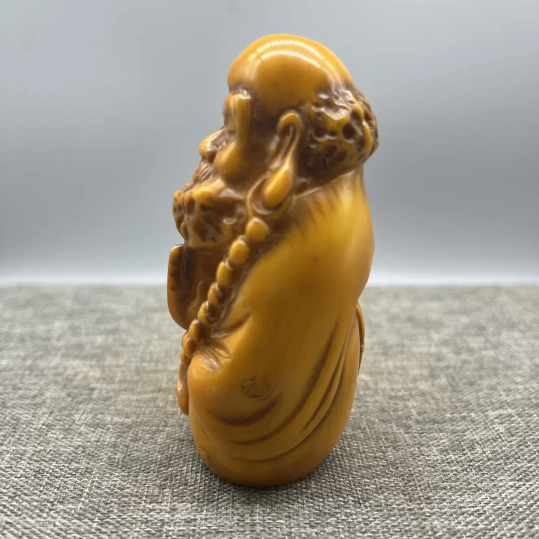 Hand-carved ox bone Zen Founder Bodhidharma Patriarch desktop decoration small crafts statue