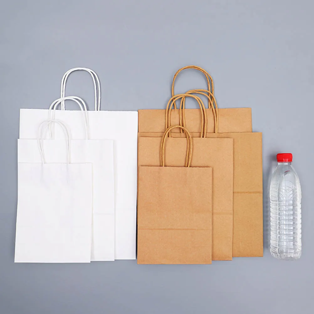 

50Pcs Kraft Paper Bags Handheld Disposable Storage Pouches for Shopping Gift Party Favors Supplies Decorative Paper Bag