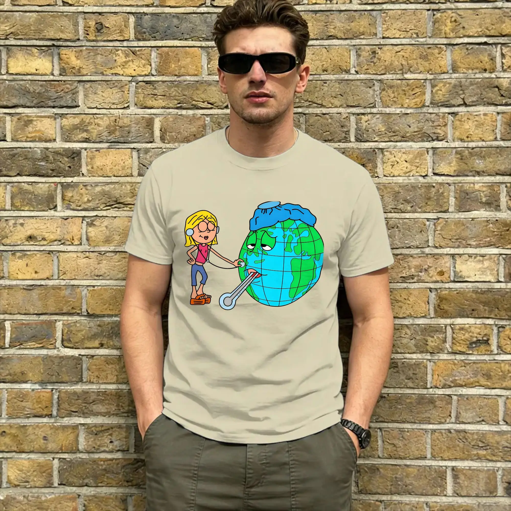 Casual T Shirt Summer Lizzies McGuires Leisure T-Shirts Save The Planet  100% Cotton Tee Shirt for Male Y2K Short Sleeve Tops