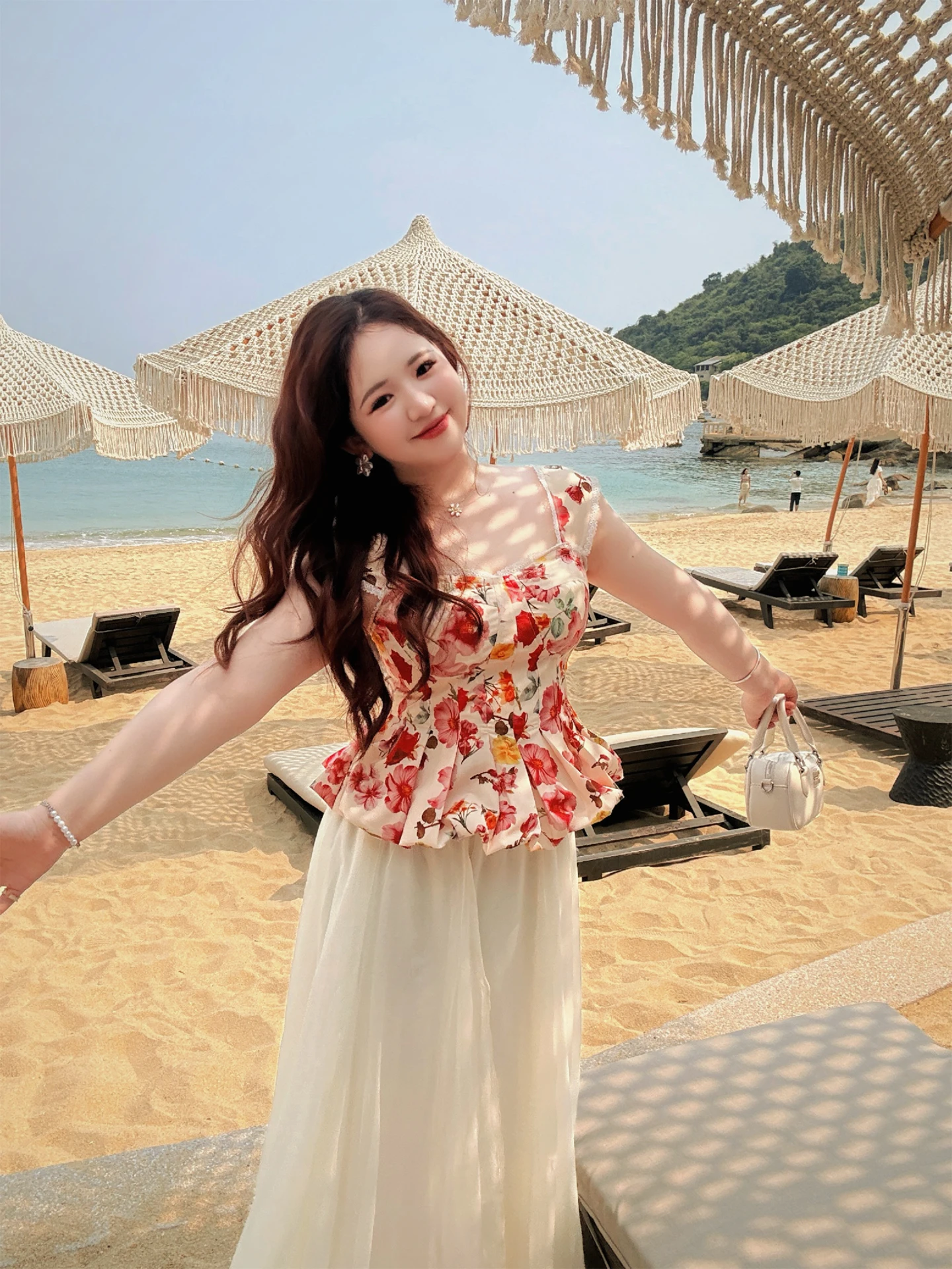 

Elegant Large Size Women's Fashion Vest Top Sleeveless Mid-Waist Skirt Set French Style Polyester Fiber Spring Summer Wear