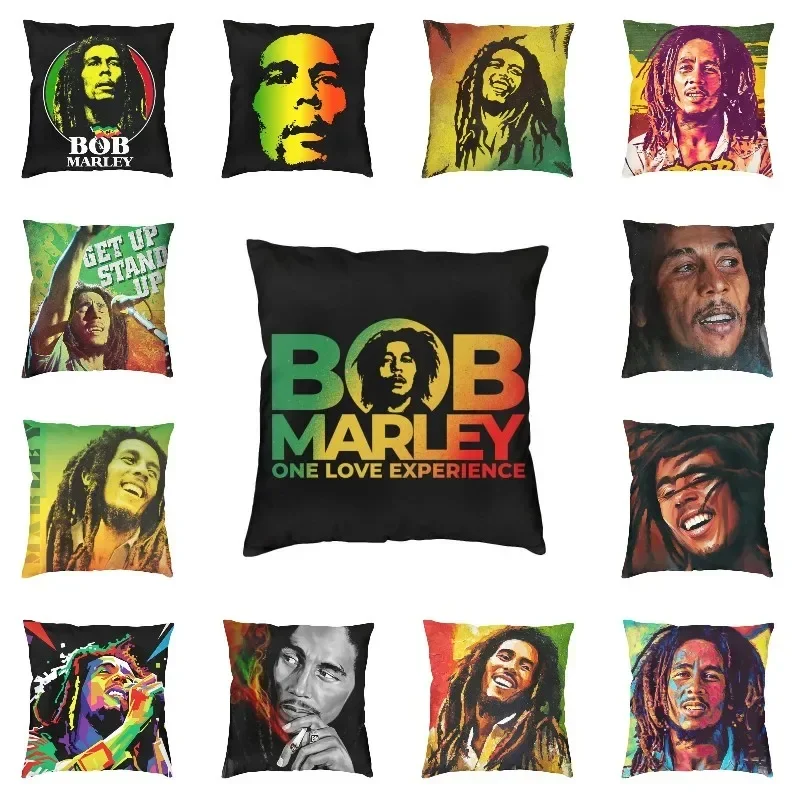 Jamaica Singer Reggae Rock Bob Marley Cushion Cover 40x40 cm Velvet Throw Pillow Case for Sofa Home Decor Pillowcase Dakimakura