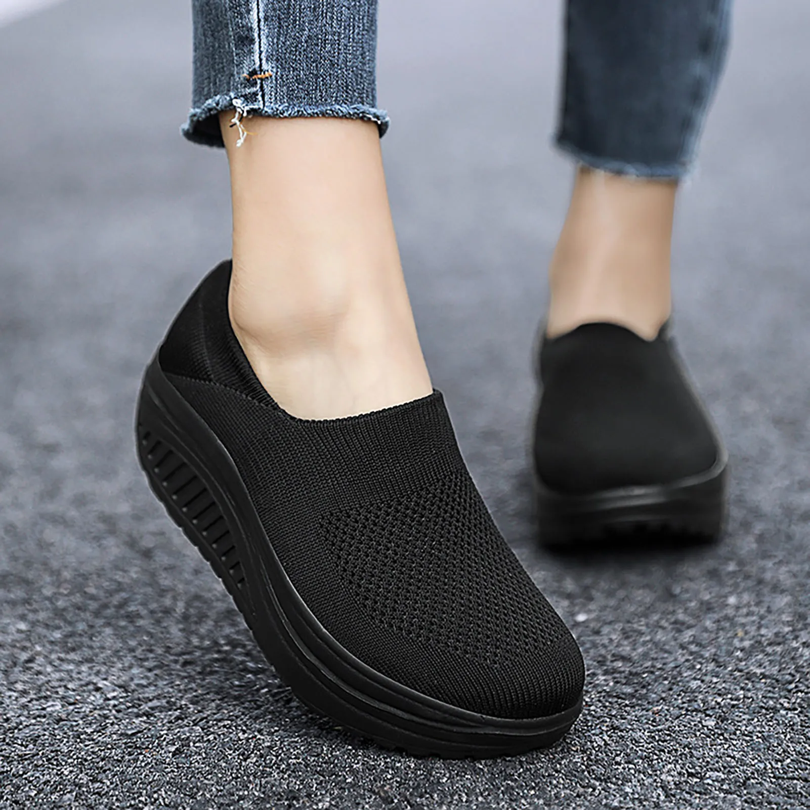 Woman Flat Bottom Mesh Shoes Non-slipped Soft-soled Shoes Gift for Christmas Birthday New Year