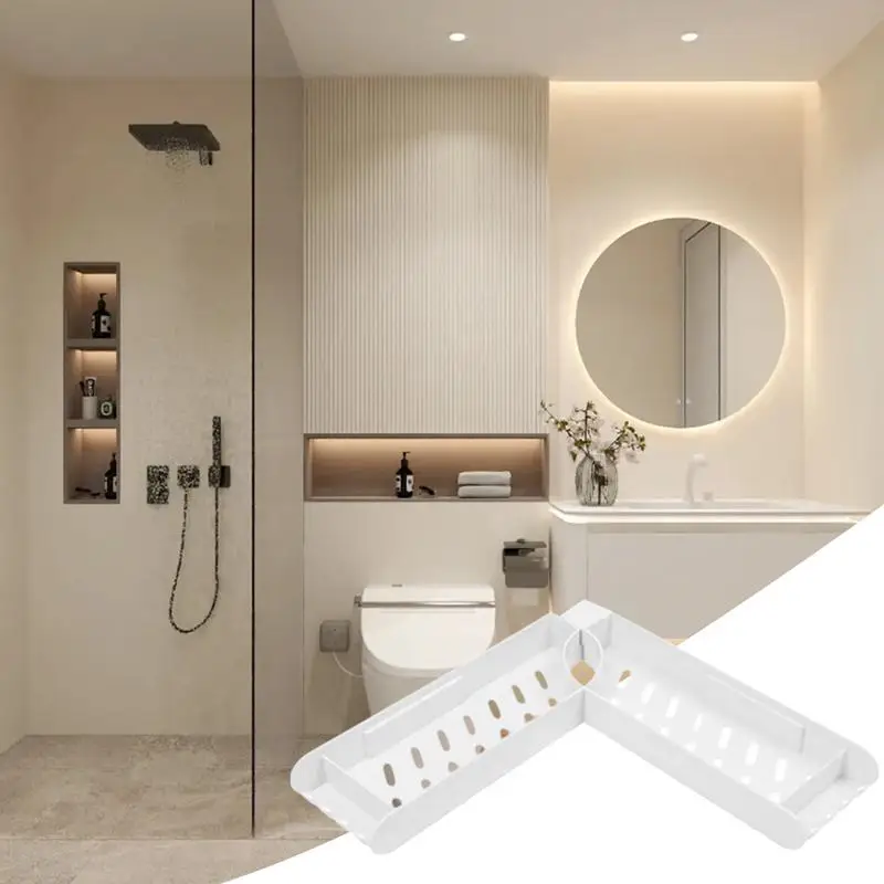 Rotating Bathroom Shelf 180-degree Free Rotation Angle ABS Material Bathroom Punch-free Wall-mounted Drain Shelf Kitchen