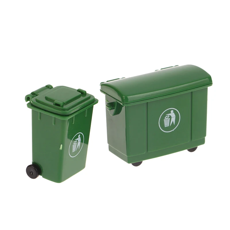 1:6/1:12 Dollhouse Miniature Trash Can Toy Mini Sanitation Trash Cans Model Simulation Garbage Curbside Trash Bin Kid Toys Gift