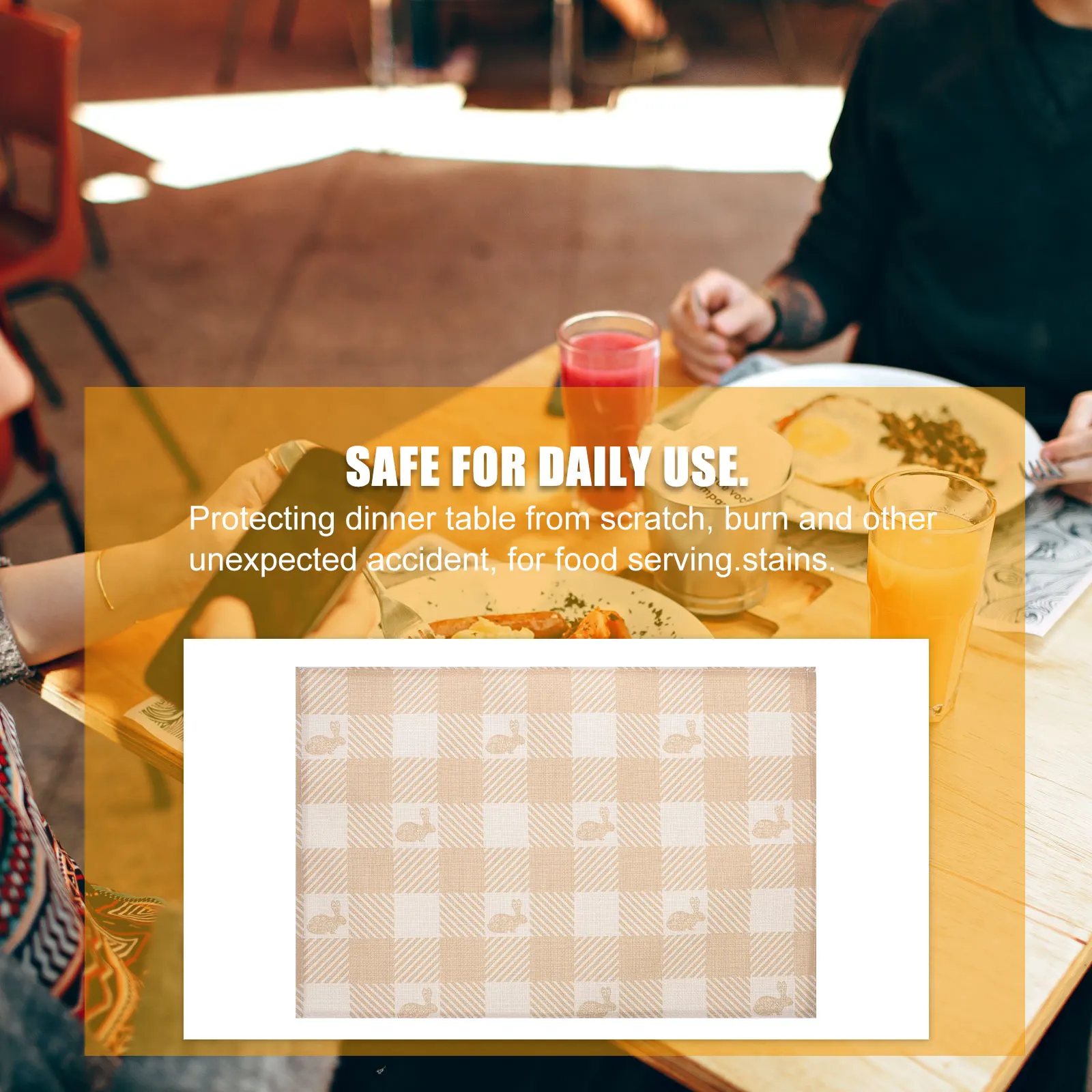 

2 Pcs Waterproof Placemats Heat Resistant Table Mats Dining Room Kitchen Decor Easter Rabbit Design Durability Protection