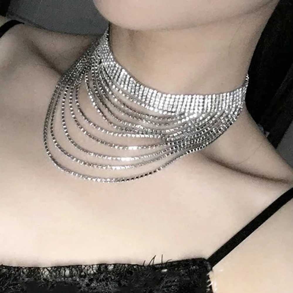 

Fashion Multilayer Rhinestone Claw Chain Necklace for Women's Clavicle Chain Fashion Sexy Simple Banquet Party Jewelry Necklace