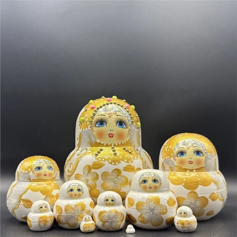 2026 Russian Nesting Doll Light Luxury Wooden 10-layer Matryoshka Doll Traditional Handicraft Home Desktop Decor Ornaments LJ007