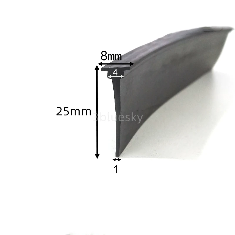 Rubber T Strip Glass Metal Wood Edge Encloser Shield Car Seals Cable Cover Solar Photovoltaic Panels Sealing Strip 8x25mm Black