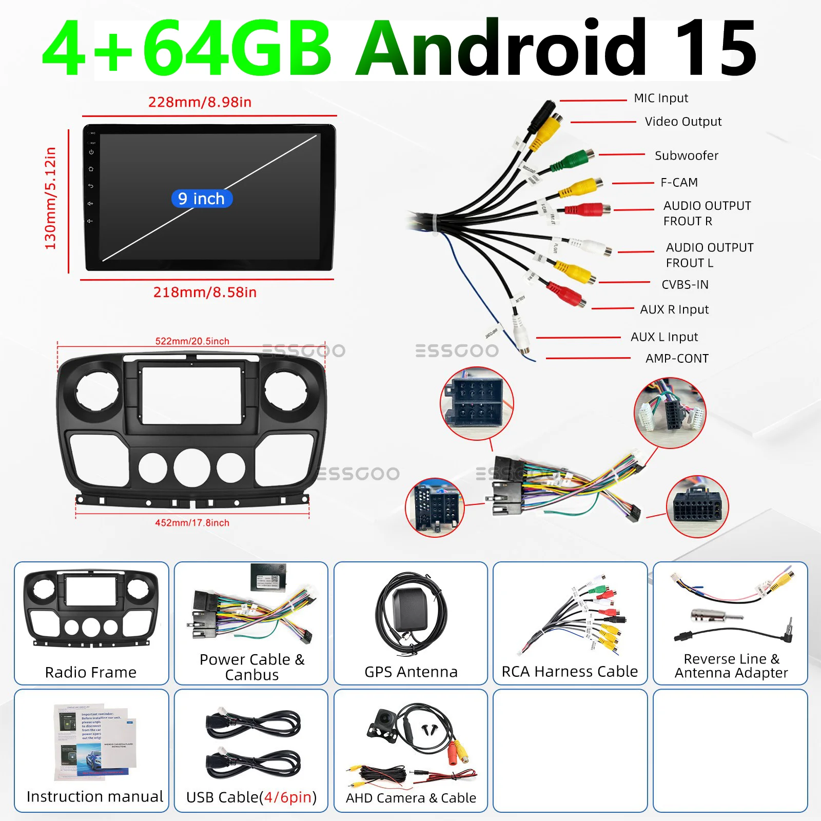 MOPECT Android Auto Radio voor Renault Master 3 III Nissan NV400 Opel Movano Draadloze Carplay Auto Multimedia GPS 2din autoradio