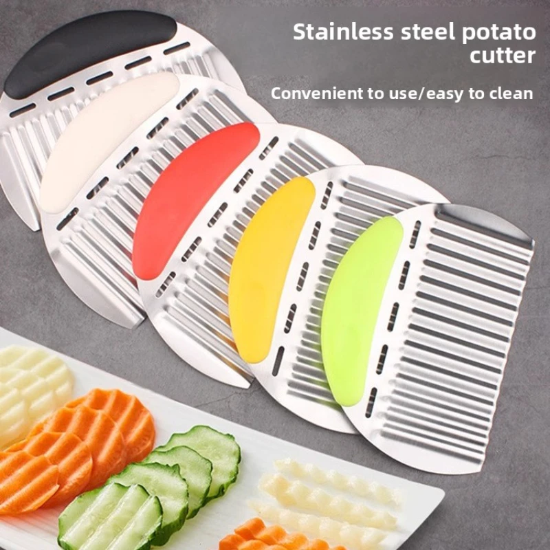 Kartoffelschneider aus Edelstahl, Pommes-Frites-Schneider, Wellenschneider, Gemüseschneider für die Küche, Kartoffelmesser, Wolfszahnschneider