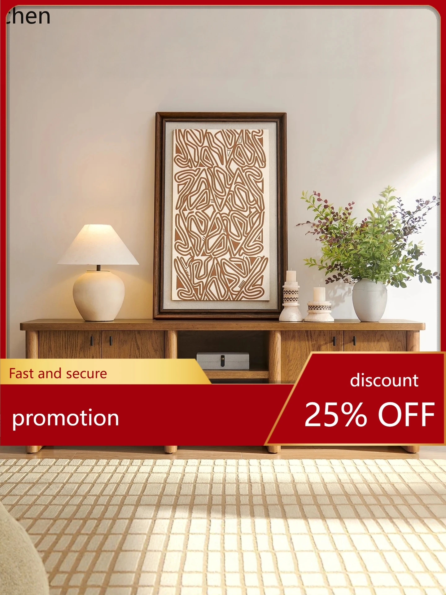 

ZML Solid Wood TV Cabinet Retro Living Room Wall-Mounted Storage Cabinet Double Door Entryway Cabinet