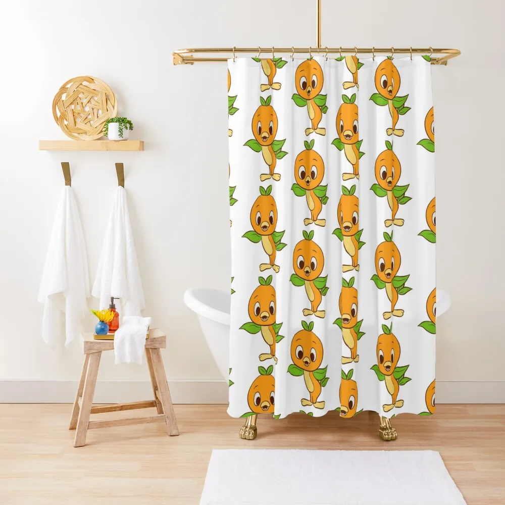 Sweet Orange Bird Shower Curtain Anti-Mold Waterproof Shower Luxury Bathroom Shower Sets For Bathroom For Curtain