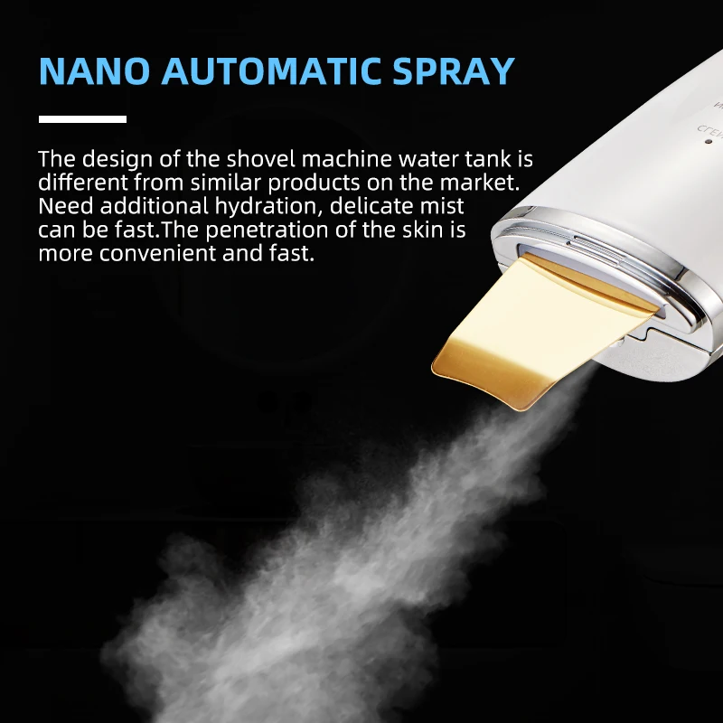 Nieuwe Ultrasone Huid Scrubber Trillingen Gezicht Spatel Comedondrukker Schop Schoon Cavitatie Peeling Facial Lifting EMS Machine