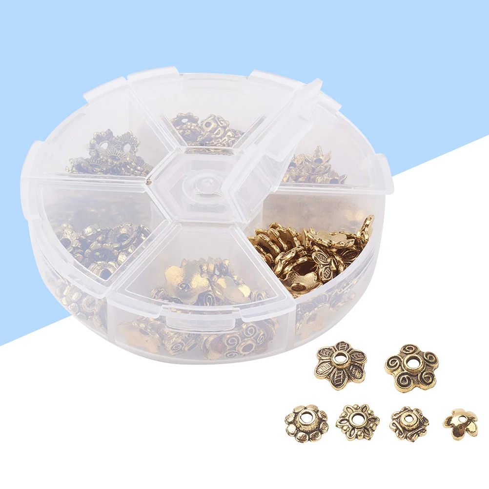 180Pcs Golden Flower Bead Caps Metal DIY Jewelry Components for Handmade Necklace Bracelet Craft Ornament Supplies