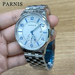 Parnis 41.5mm White Dial Blue Marks Automatic Movement Stainless Steel Wristwatch