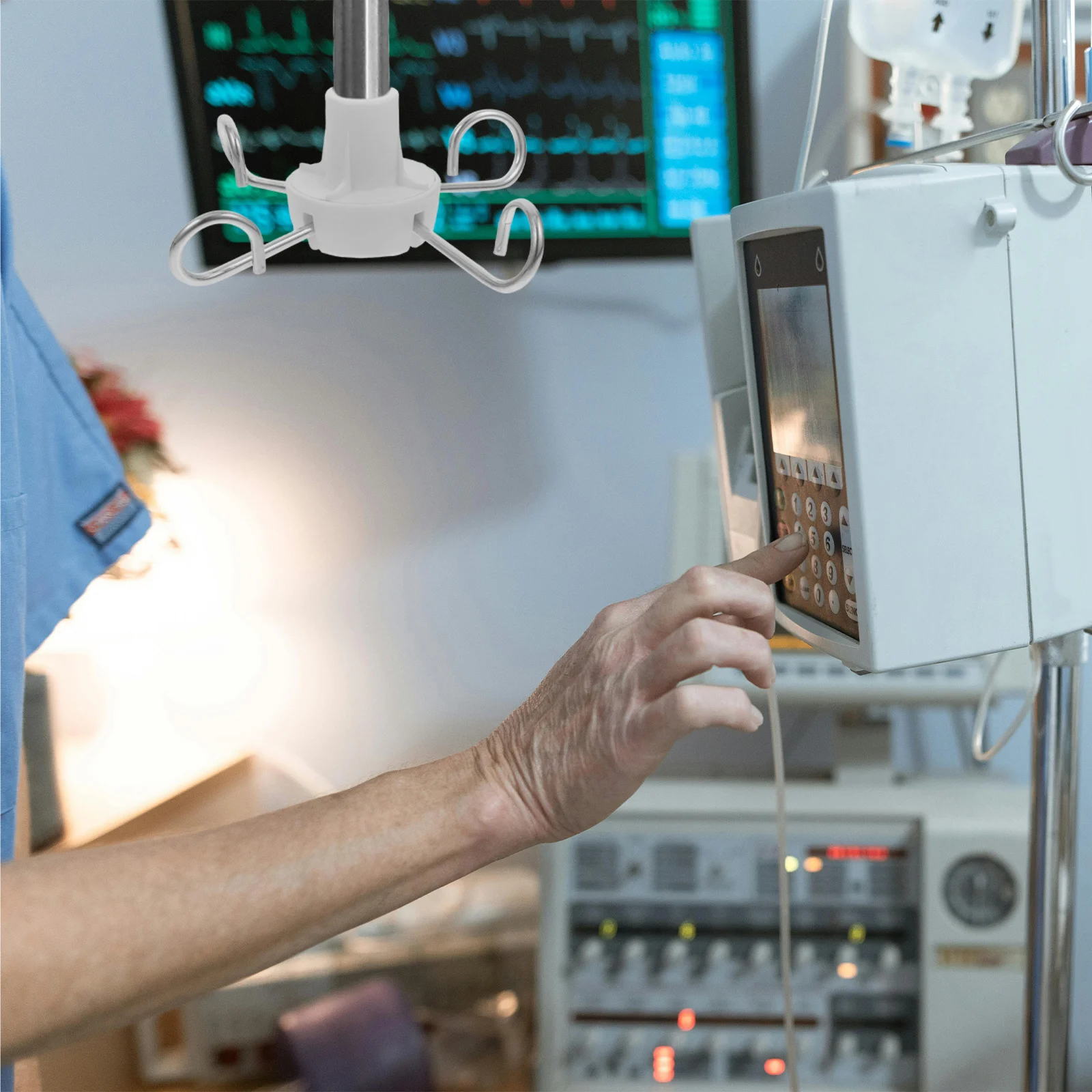 

Adjustable Metal Iv Pole Hook for Vertical Drip Racks Heavy Duty Drip Bag Holder Secure Saline Bottle Hanger for Clinic and Home