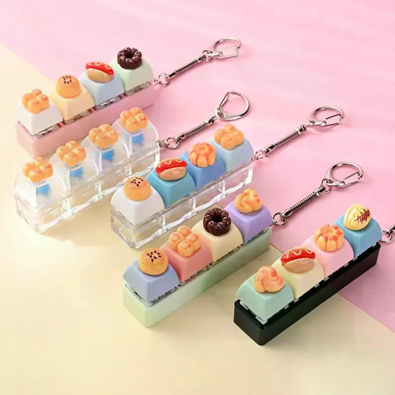 1PC Creative Cute Bread-shaped Keychain Stress-relief Toy Small Accessory For Venting And Relaxation, A Little Gift