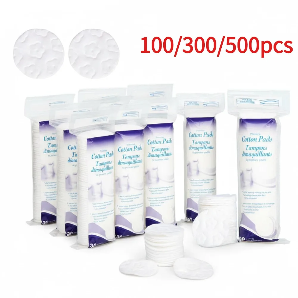 100 個ラウンド使い捨て化粧綿パッドフェイシャルクリーニングワイプメイク落とし綿パッドフェイシャルメイクツール日用品