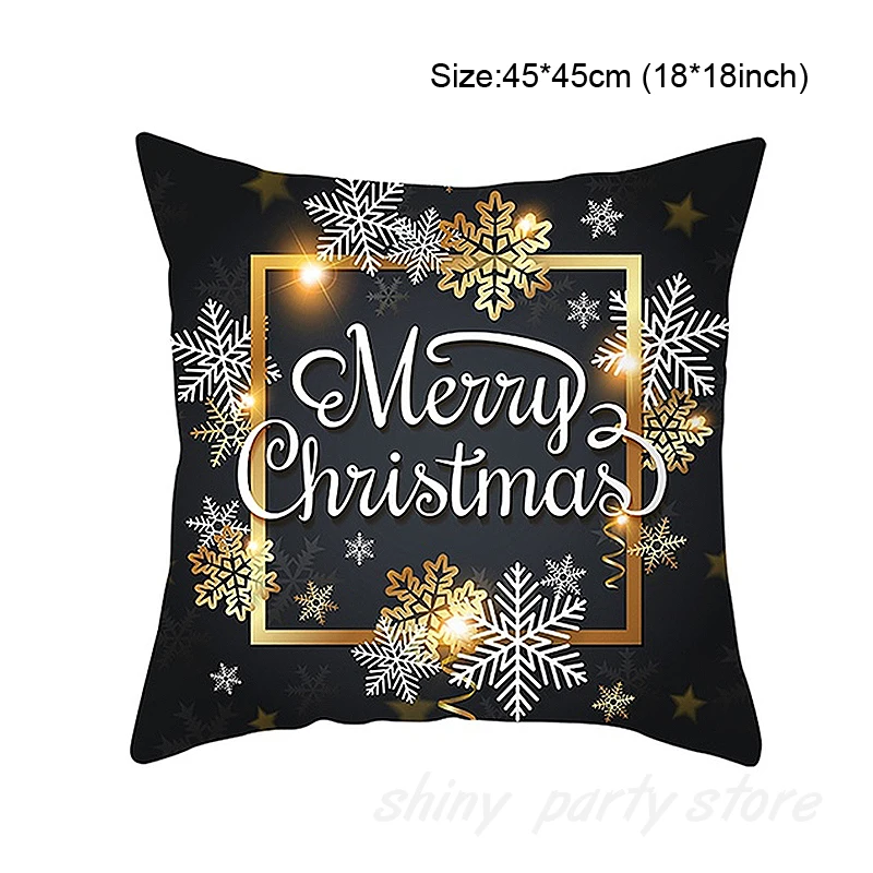 Home Decor Merry Christmas Print Pillowcase  Polyester  Happy New Year  45x45cm funda de almohada