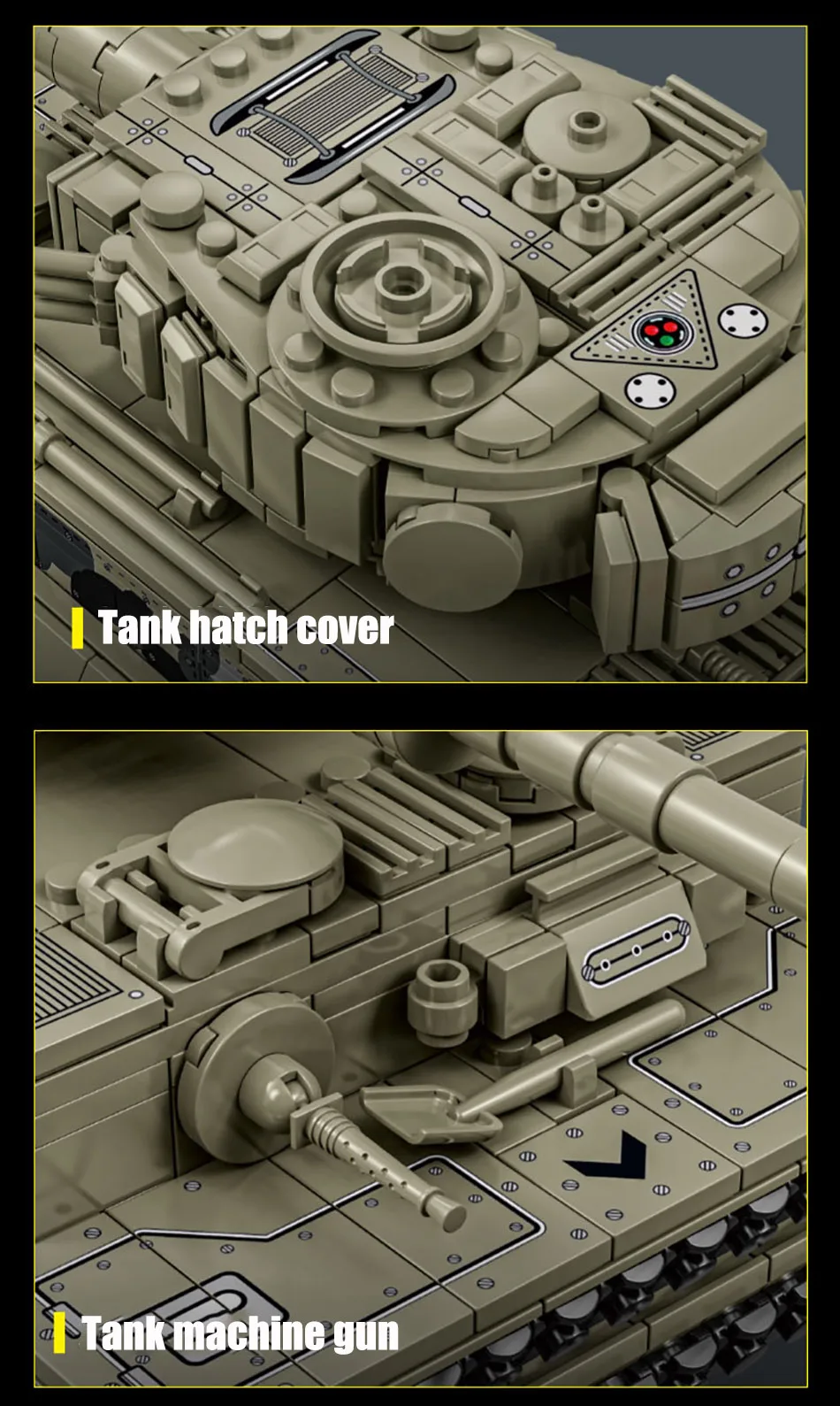 Militärischer MOC Tiger Schwerer Panzer, Armee-Hauptkampfpanzer, Soldatenfiguren, Bausteine, Ziegel-Set, Spielzeug für Jungen, Männer, Geschenke – Detail 8