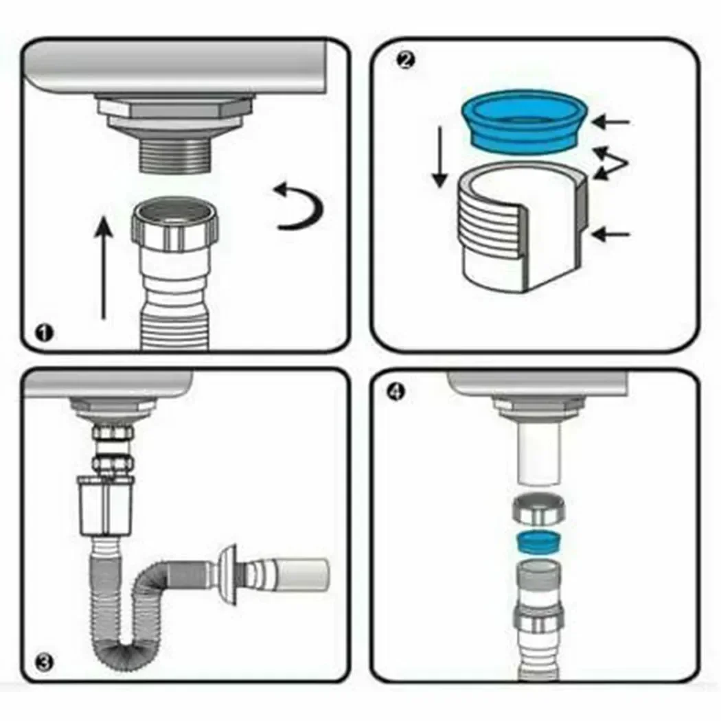 Hot Practical Waste Pipe Plastic Flexible High Quality Kitchen S Type Sink Syphon White 36-80cm Basin Bathroom