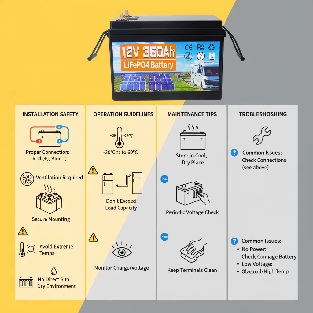 Image of Kuoouk Batterie 12V 350AH LiFePO4-Batterien mit integriertem BMS, Lithium-Eisenphosphat-Zellen zum Ersetzen der meisten Notstromversorgungen und Heimenergiespeicher
