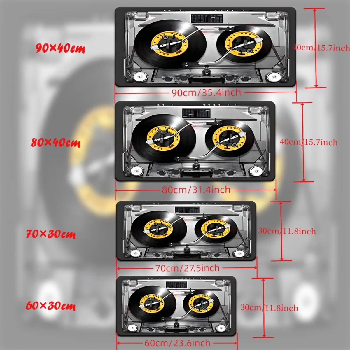 Vintage cassette player pattern high-definition printing XXL mouse pad rubber table pads suitable for gaming keyboards and PCs
