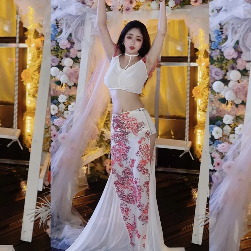 

New Women's Belly Dance Performance Suit Advanced Embroidery Set Adult Oriental Dance Practice Clothes Team Training Clothing