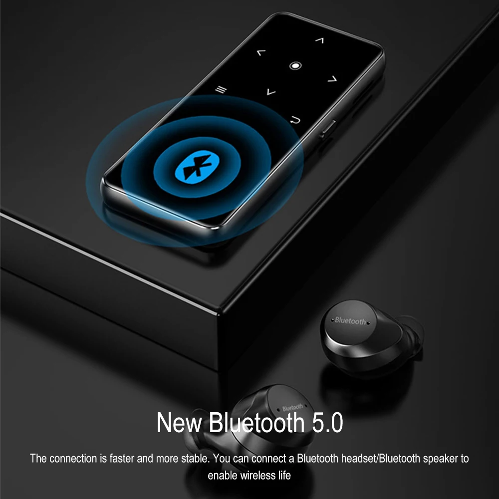 1.8-inch Screen Bluetooth5.0 Mp3 Player Touch Key Portable Audio Lossless Music Hifi Walkman FM/Ebook/Recorder/MP4 Video Player