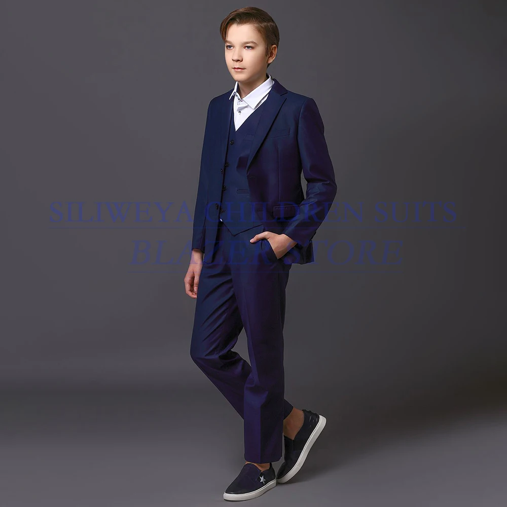 

Customzied Boy's Suits Formal Single Breasted Notch Lapel 3 Piece Jacket Pants Vest Formal Children Outfits Clothing Blazer