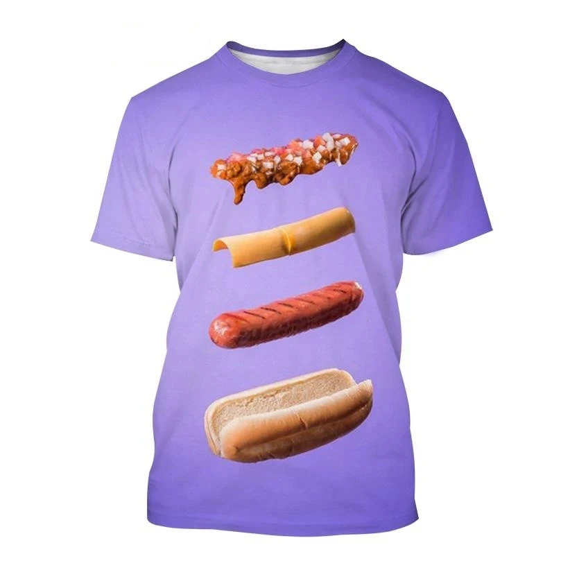 Funny T Shirts for Men 3D Print Delicious Hamburgers Tee Top Short Sleeve Oversized Casual O-Neck T Shirts Men Clothing Camiseta