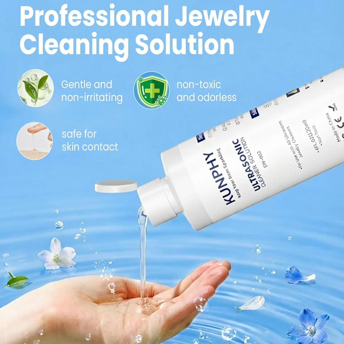 KUPHY 120ML Jewelry Cleaner Solution Ultrasonic Cleaning Liquid for Gold,Silver,Diamonds,Rings,Necklaces Safe,Anti-Tarnish