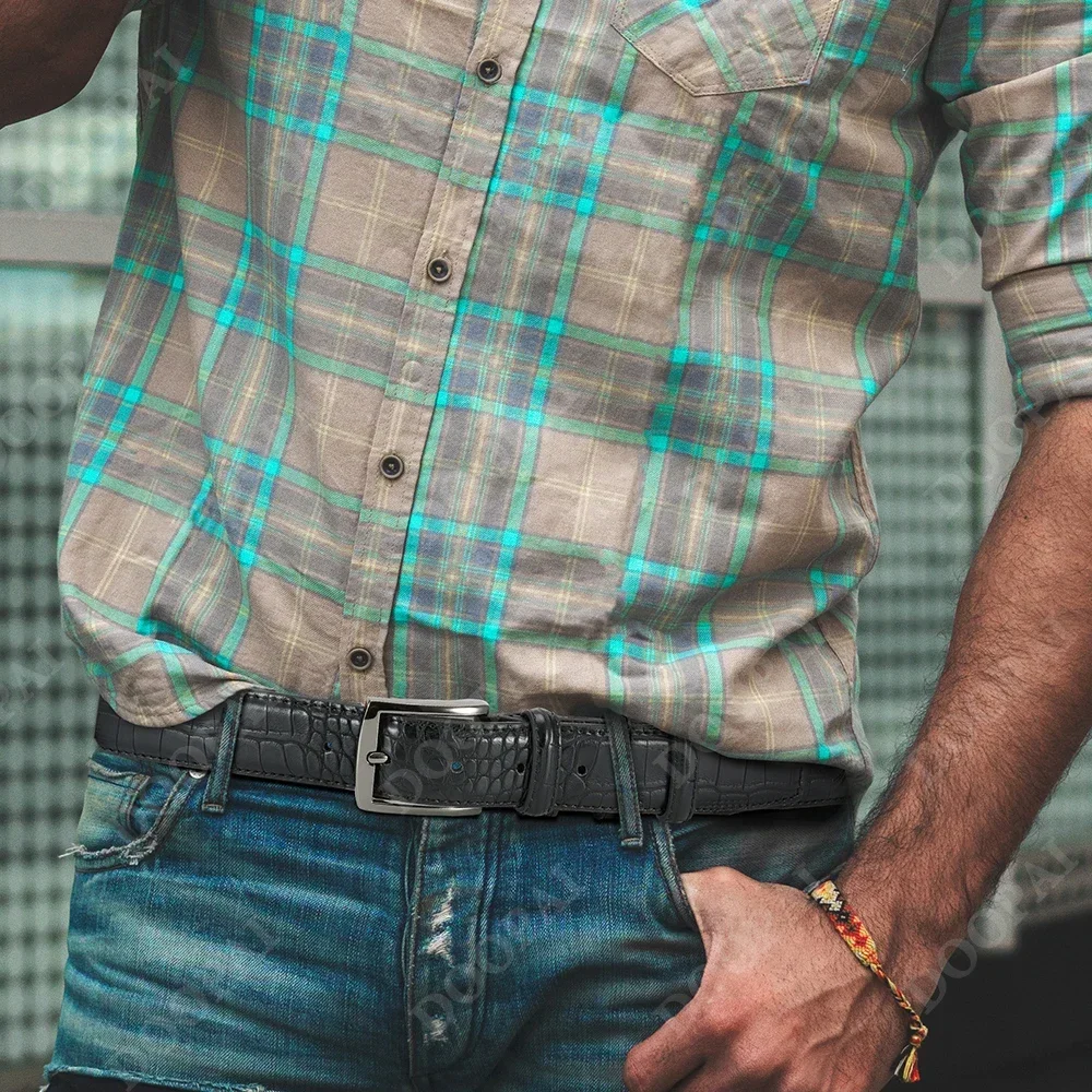 Men Top Quality PU Luxury Leather Waist Strap Black Male Automatic Buckle Jeans Belts for Men