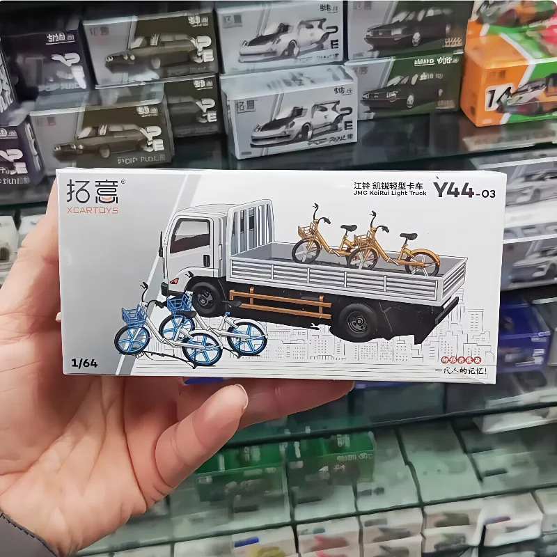 Xcartoys Model Samochodu Miniaturowego ze Stopu Metali w Skali 1:64 Jiangling Kairui Lekki Ciężarówka Rower Wspólny Pojazd Transportowy Kolekcja Ekspozycyjna