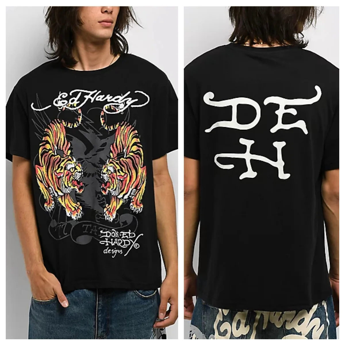 Tigers Schwarzes T-Shirt aus 100 % Baumwolle, Grafik-T-Shirt für Herren und Damen, Sommer-Streetwear-Top