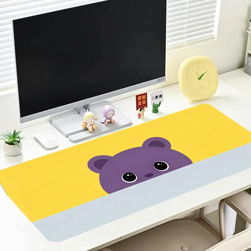Color Block Kawaii Peeking Mixed Animals Cute Bear Wolf Fox Rabbit Raccoon Large Playmat For Laptop Gaming Desk