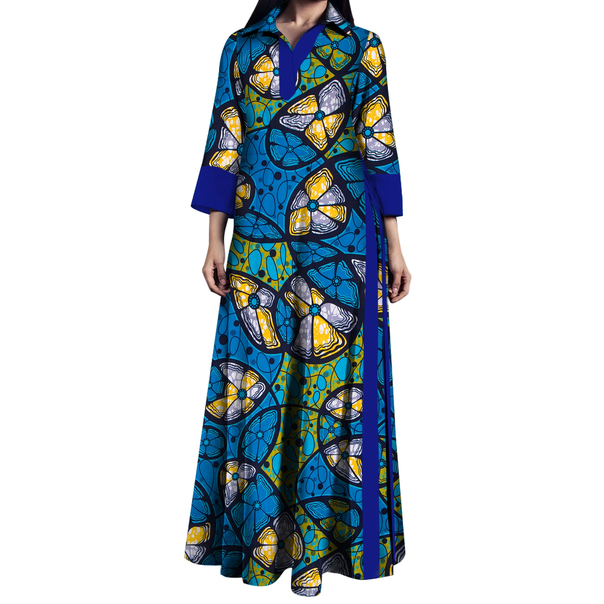 فساتين نسائية غير رسمية مطبوعة أفريقية فستان ماكسي طويل من القطن Dashiki رداء أفريقي نسائي فساتين أنقرة مصنوعة حسب الطلب WY9586