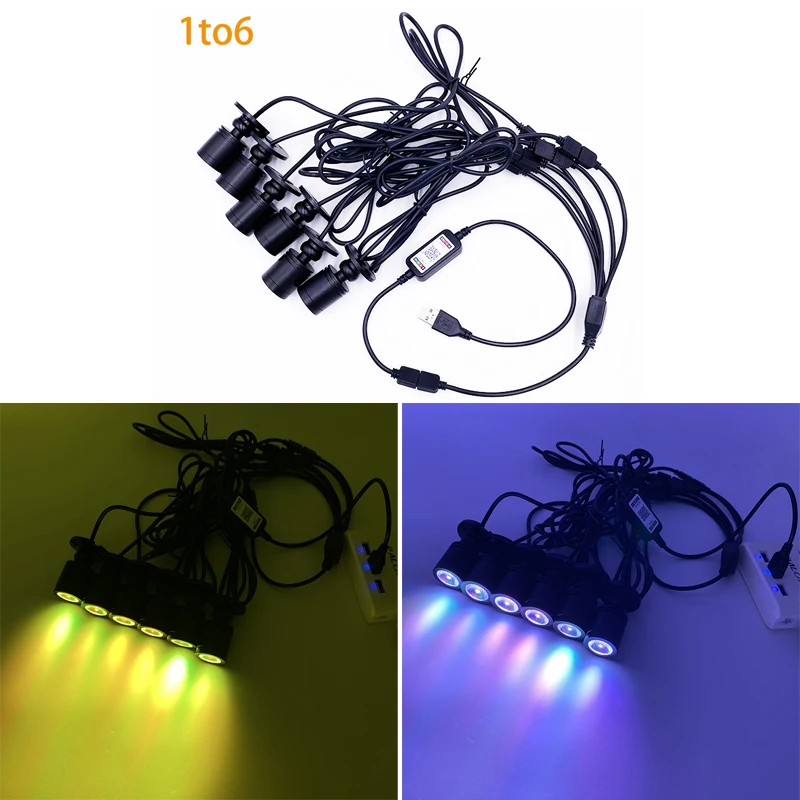 USB 5V LED Smart Bluetooth APP Control RGB Led Downlight for Wine Counter Display Kit Garage Display Case Shelf Mini Spotlight