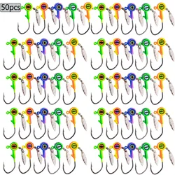 50pcs Jig Head Hook 1.75g 3.5g 5g 7g 10g Fishing Hook Rotating Sequins Jig Lure Metal Spoons Baits For Soft Worm Fishing Tackle