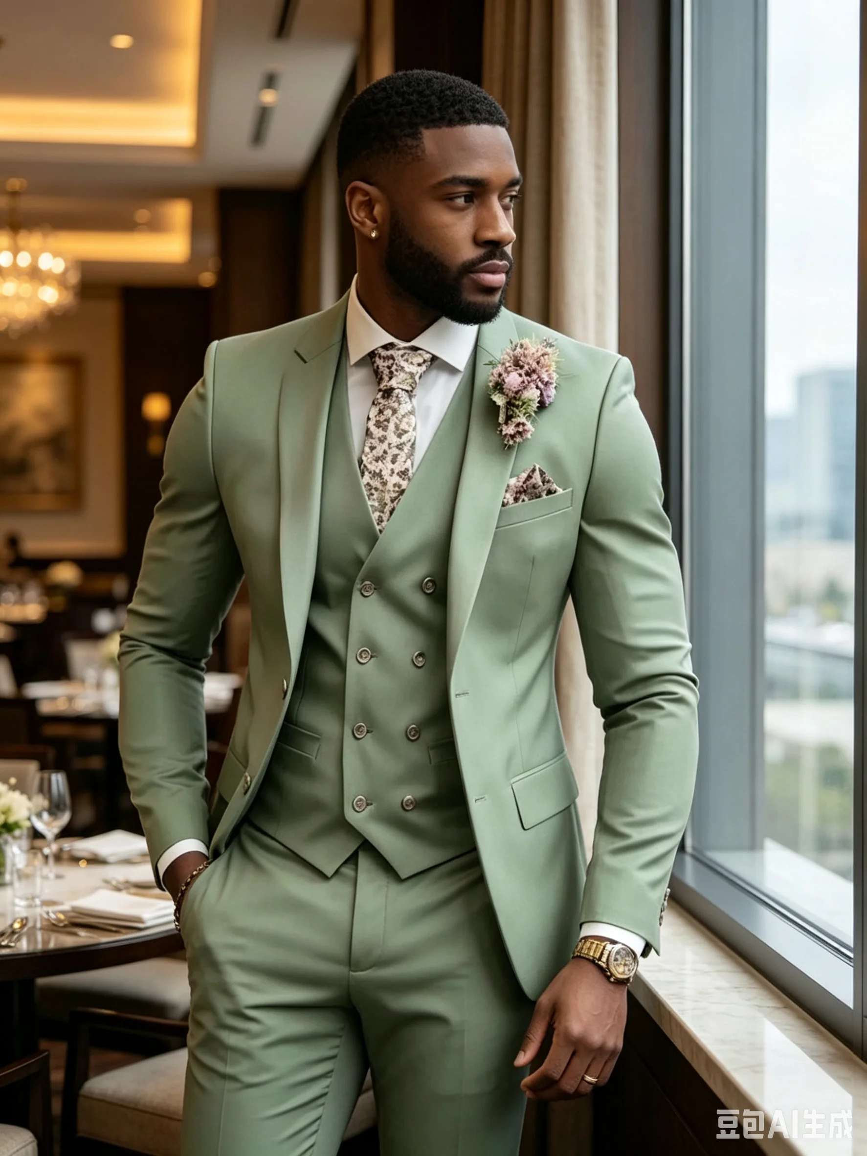 

Matcha Green Wedding Men Suit Slim Fit Groom Tuxedo 3 Piece Suit for Party Casual Blazer Vest Pants Formal Business Suits Sets