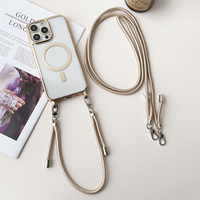 For iPhone 16 15 Pro Max 14 13 12 11 Phone Case Necklace Lanyard Wrist Strap For Magsafe Crossbody Magnetic Plating Clear Cover