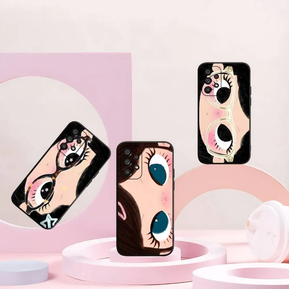 Cartoon Big Eyes Girl Phone Case For Samsung A 52 53 21 32 13 12 71 31 51 40 72 73 70 22 42 50 30 20 21 Shell