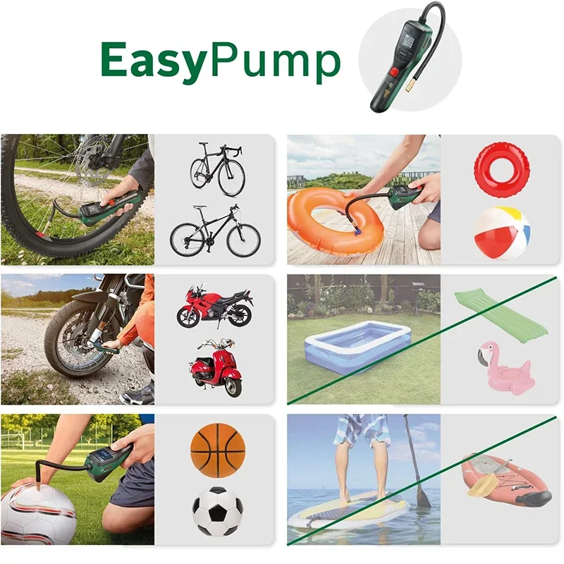 Compact Hand‑Grip Air‑Filling Unit, Bosch Rechargeable Digital Inflator, Multi‑Nozzle Kit For Bike, Scooter & Small Tyre Refill