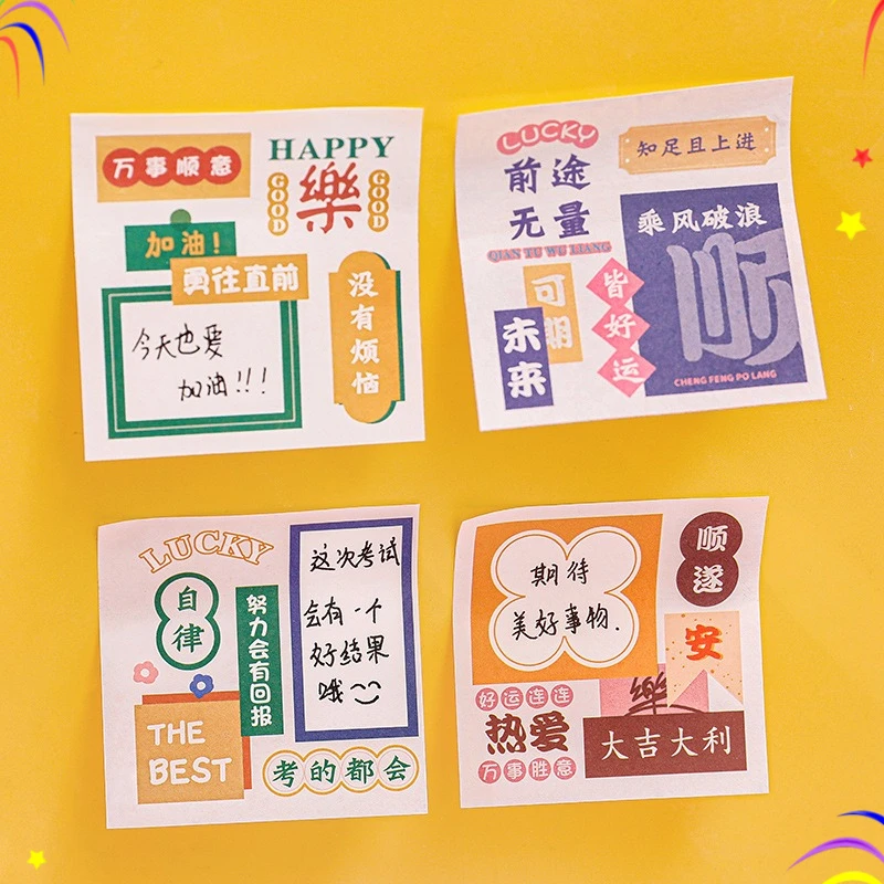 12 Pcs Creative Notes Memo Pads Student Hand Account Decoration N Times Sticker Inspirational Text Can Be Pasted Message Sticky