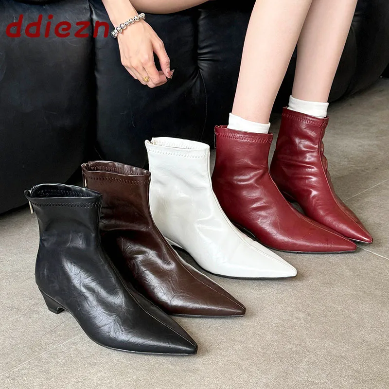 Modische Spitze Sexy Damen-Stiefeletten mit Niedrigem Absatz, Damenschuhe, Kurze Stiefeletten mit Reißverschlüssen, Neu
