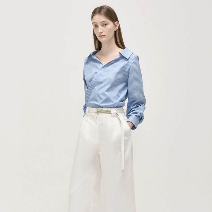 TIM * 25 Primavera Nova Csa Xadrez Estilo Coreano Com Decote Em V Aboo Slim Fit Manga Crida Aodão Mistura De Poli...